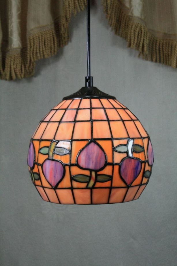 Tiffany 8 Inch Hanging Lamp 1 - TADD0806 - handcrafted Tiffany stained glass lamp