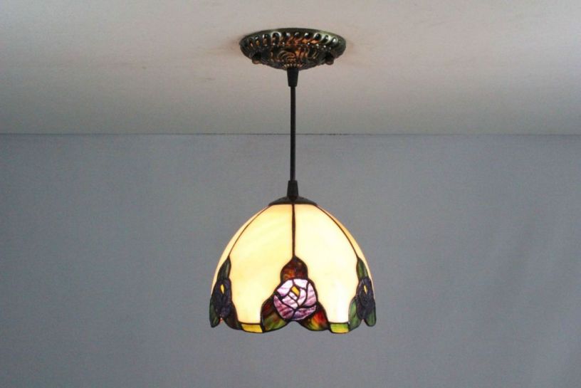 Tiffany 8 Inch Hanging Lamp 1 - TADD08060 - handcrafted Tiffany stained glass lamp