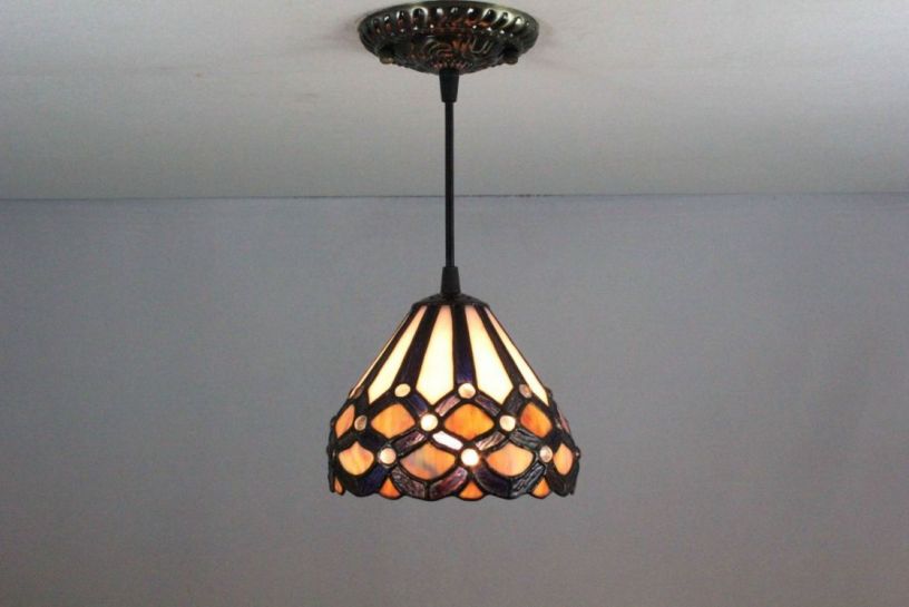 Tiffany 8 Inch Hanging Lamp 1 - TADD08061 - handcrafted Tiffany stained glass lamp