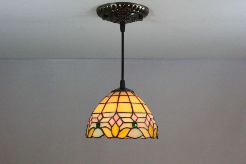 Tiffany 8 Inch Hanging Lamp 1 - TADD08062 - handcrafted Tiffany stained glass lamp