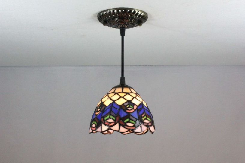 Tiffany 8 Inch Hanging Lamp 1 - TADD08065 - handcrafted Tiffany stained glass lamp