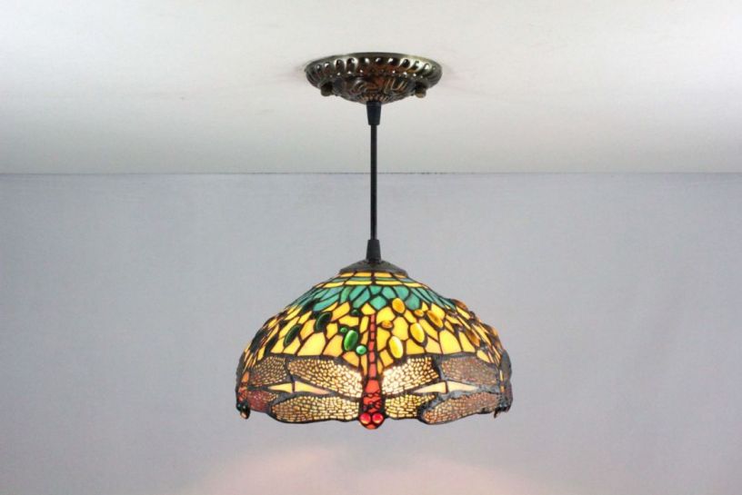 Tiffany 8 Inch Hanging Lamp 1 - TADD08066 - handcrafted Tiffany stained glass lamp
