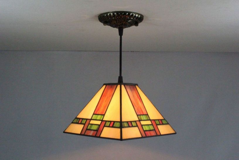 Tiffany 8 Inch Hanging Lamp 1 - TADD08068 - handcrafted Tiffany stained glass lamp