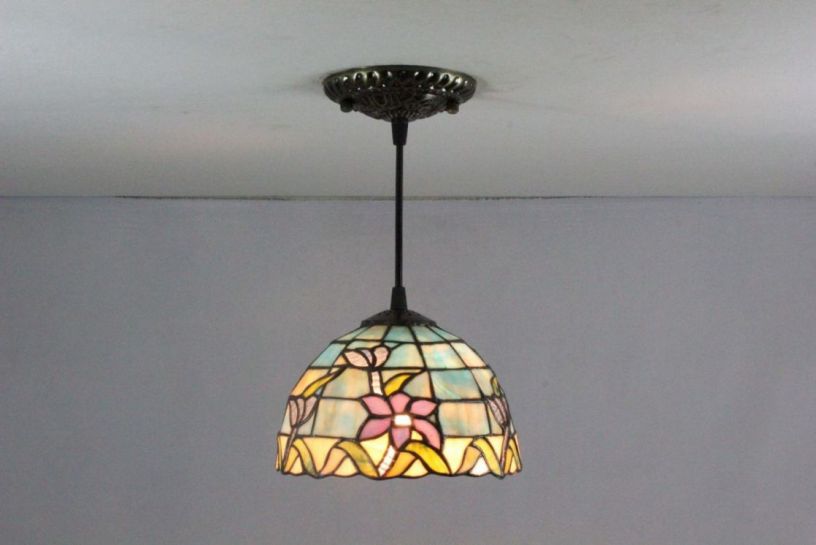 Tiffany 8 Inch Hanging Lamp 1 - TADD08069 - handcrafted Tiffany stained glass lamp