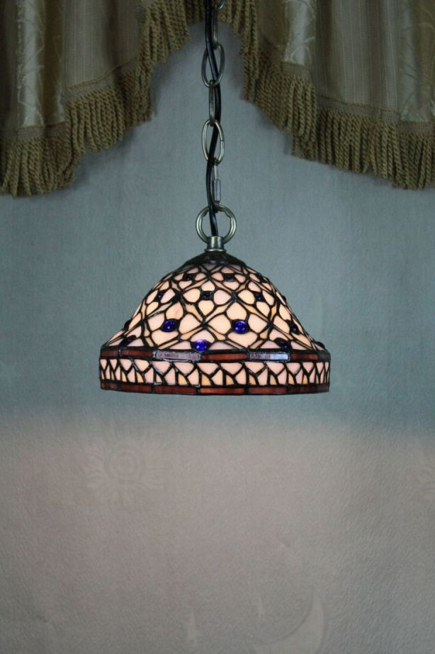 Tiffany 8 Inch Hanging Lamp 1 - TADD0807 - handcrafted Tiffany stained glass lamp
