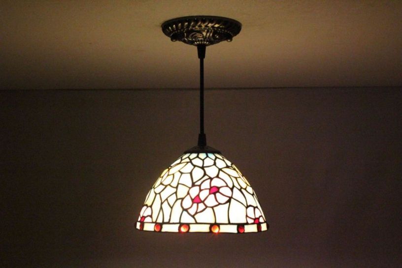 Tiffany 8 Inch Hanging Lamp 1 - TADD08070 - handcrafted Tiffany stained glass lamp