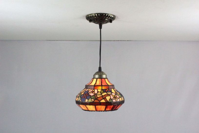 Tiffany 8 Inch Hanging Lamp 1 - TADD08073 - handcrafted Tiffany stained glass lamp