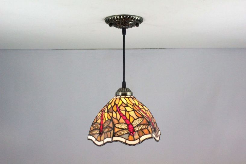 Tiffany 8 Inch Hanging Lamp 1 - TADD08074 - handcrafted Tiffany stained glass lamp