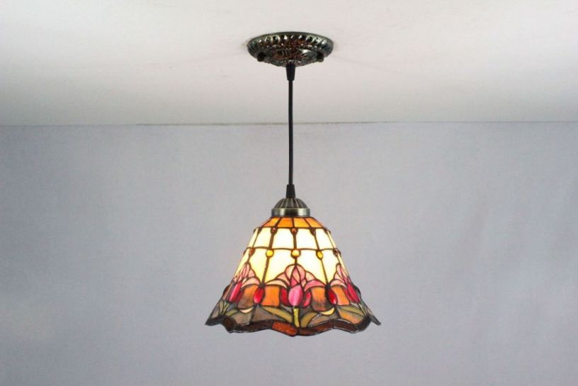 Tiffany 8 Inch Hanging Lamp 1 - TADD08075 - handcrafted Tiffany stained glass lamp
