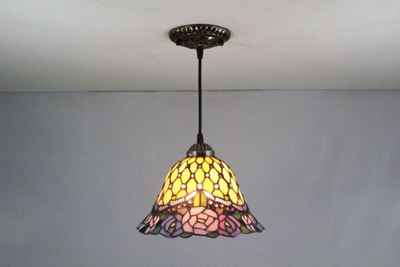 Tiffany 8 Inch Hanging Lamp 1 - TADD08077 - handcrafted Tiffany stained glass lamp