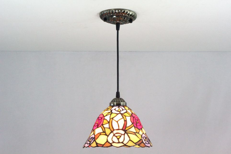 Tiffany 8 Inch Hanging Lamp 1 - TADD08079 - handcrafted Tiffany stained glass lamp