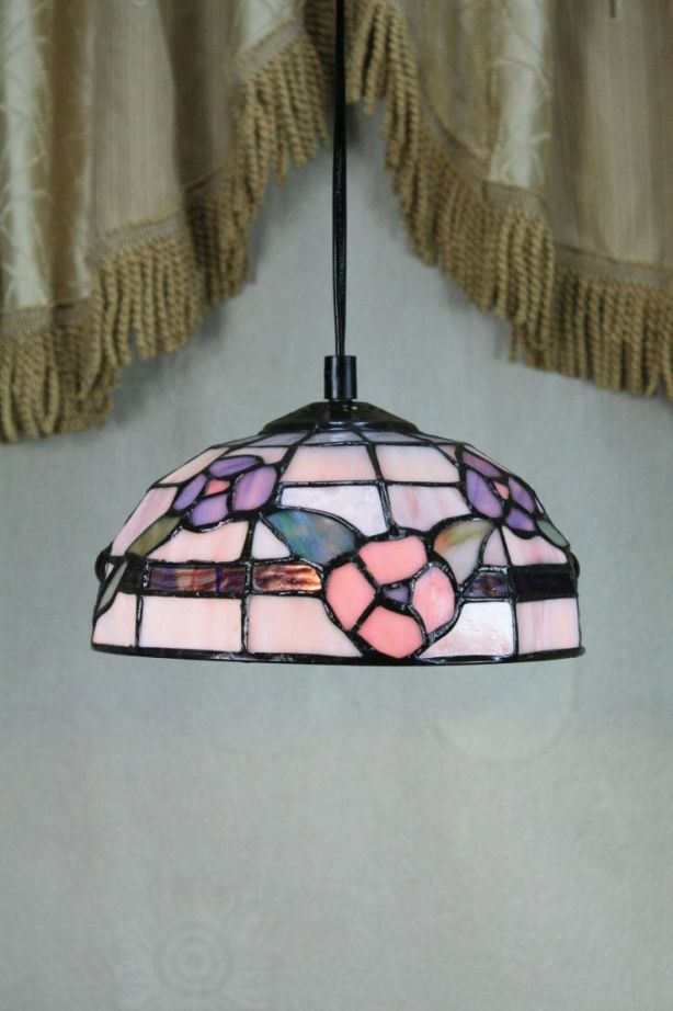 Tiffany 8 Inch Hanging Lamp 1 - TADD0808 - handcrafted Tiffany stained glass lamp