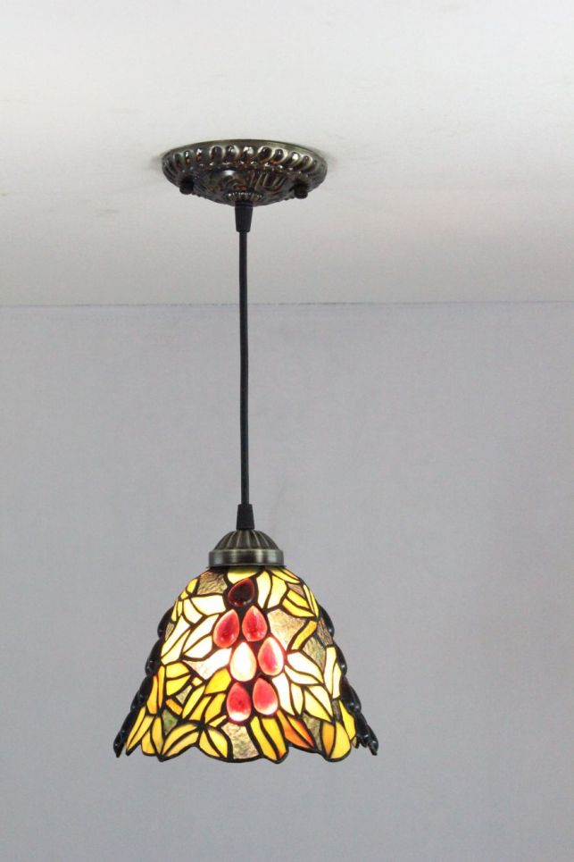 Tiffany 8 Inch Hanging Lamp 1 - TADD08080 - handcrafted Tiffany stained glass lamp