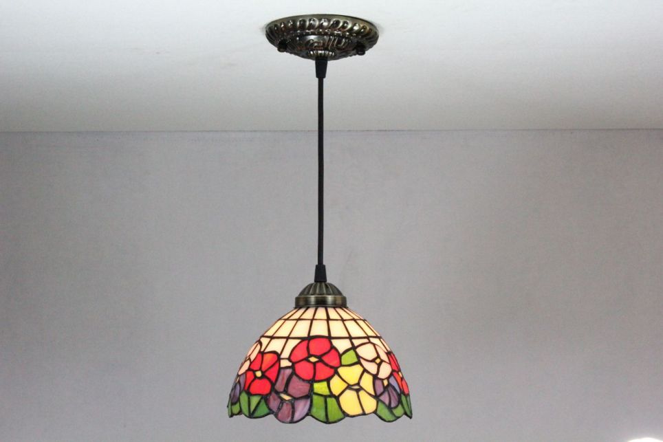 Tiffany 8 Inch Hanging Lamp 1 - TADD08081 - handcrafted Tiffany stained glass lamp