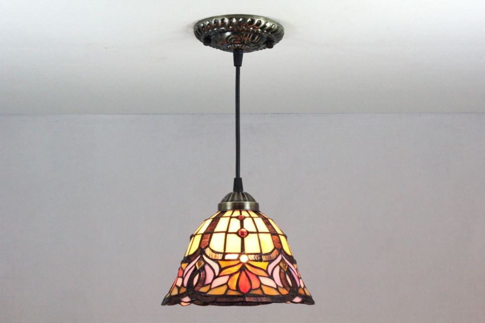 Tiffany 8 Inch Hanging Lamp 1 - TADD08083 - handcrafted Tiffany stained glass lamp