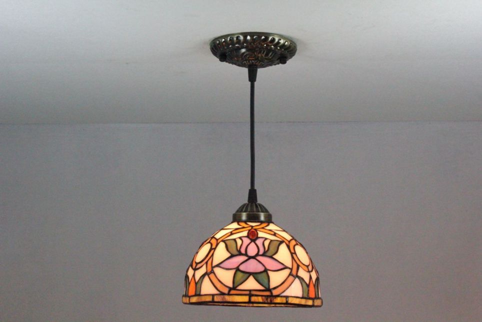 Tiffany 8 Inch Hanging Lamp 1 - TADD08084 - handcrafted Tiffany stained glass lamp