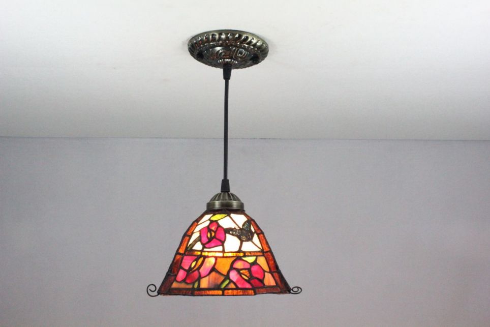 Tiffany 8 Inch Hanging Lamp 1 - TADD08085 - handcrafted Tiffany stained glass lamp