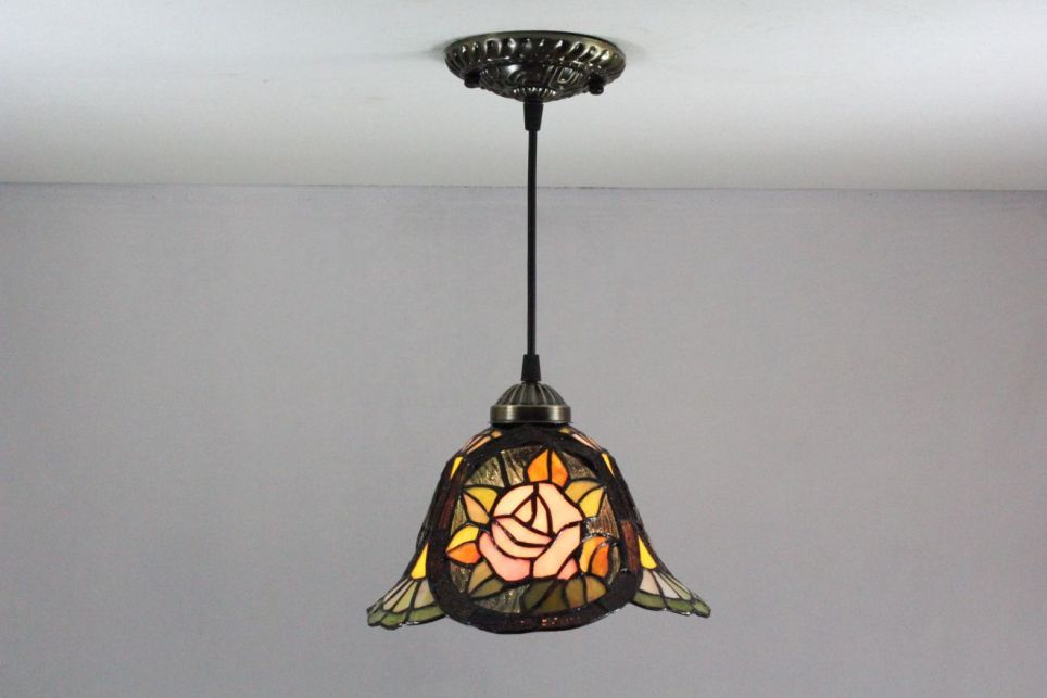 Tiffany 8 Inch Hanging Lamp 1 - TADD08086 - handcrafted Tiffany stained glass lamp