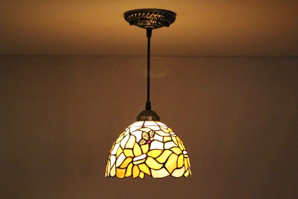 Tiffany 8 Inch Hanging Lamp 1 - TADD08088 - handcrafted Tiffany stained glass lamp