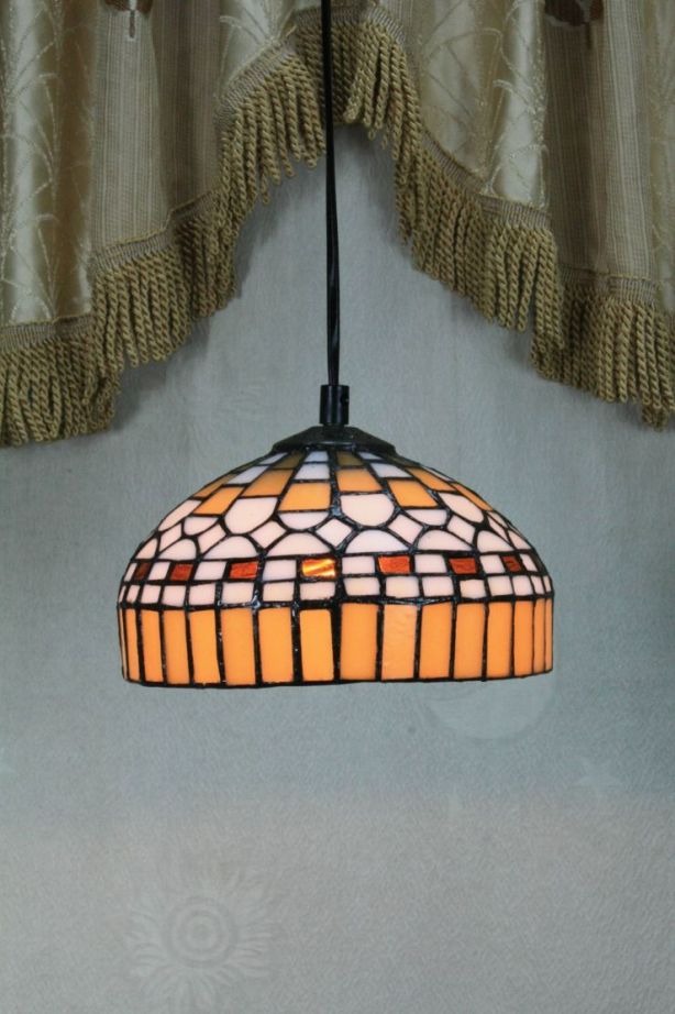 Tiffany 8 Inch Hanging Lamp 1 - TADD0809 - handcrafted Tiffany stained glass lamp
