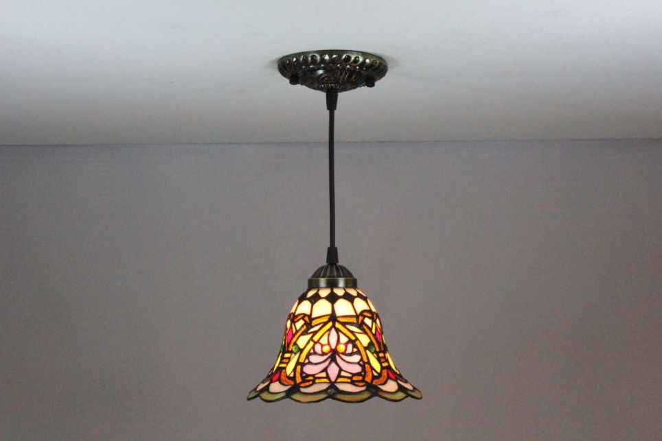 Tiffany 8 Inch Hanging Lamp 1 - TADD08090 - handcrafted Tiffany stained glass lamp