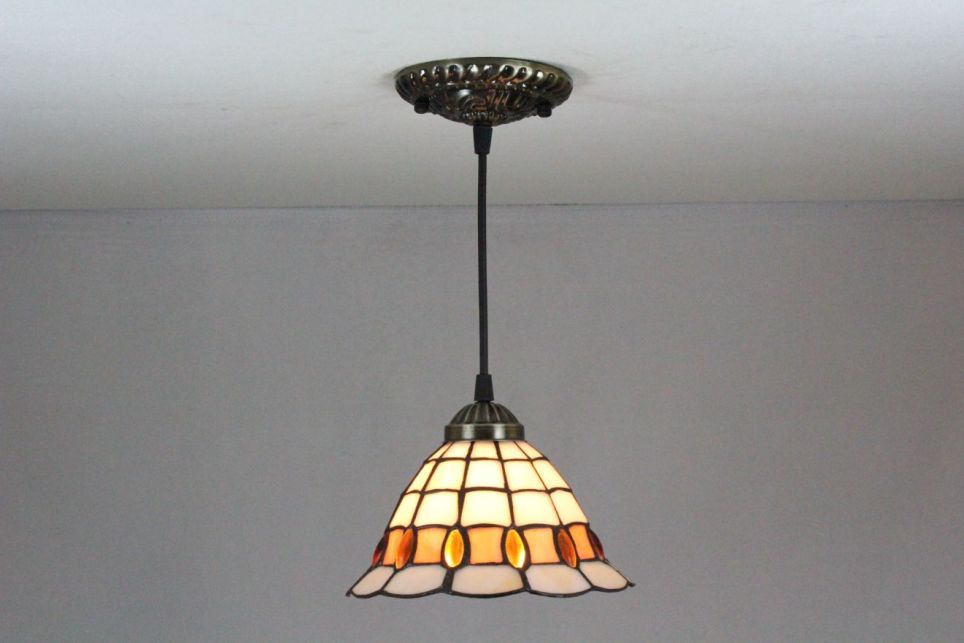 Tiffany 8 Inch Hanging Lamp 1 - TADD08091 - handcrafted Tiffany stained glass lamp
