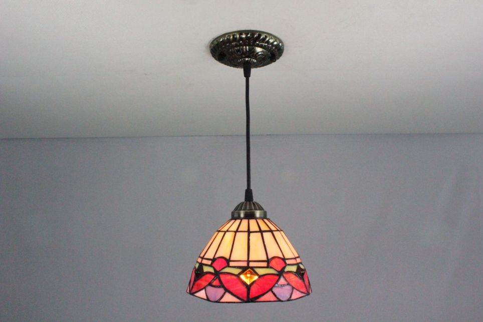 Tiffany 8 Inch Hanging Lamp 1 - TADD08092 - handcrafted Tiffany stained glass lamp
