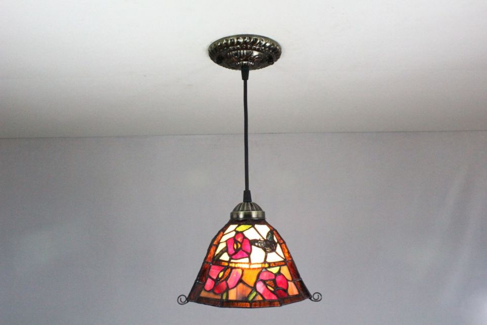 Tiffany 8 Inch Hanging Lamp 1 - TADD08094 - handcrafted Tiffany stained glass lamp