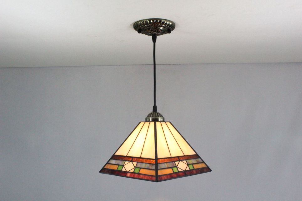 Tiffany 8 Inch Hanging Lamp 1 - TADD08095 - handcrafted Tiffany stained glass lamp