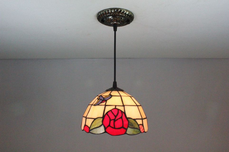 Tiffany 8 Inch Hanging Lamp 1 - TADD08098 - handcrafted Tiffany stained glass lamp