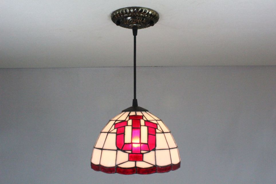 Tiffany 8 Inch Hanging Lamp 1 - TADD08099 - handcrafted Tiffany stained glass lamp