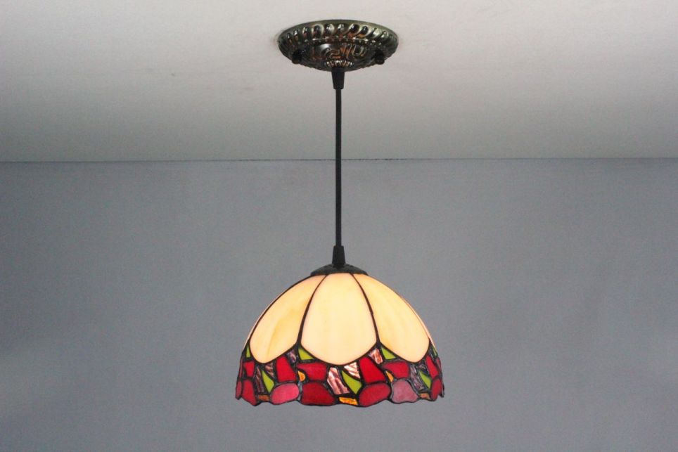 Tiffany 8 Inch Hanging Lamp 2 - TADD080101 - handcrafted Tiffany stained glass lamp