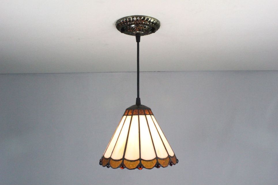 Tiffany 8 Inch Hanging Lamp 2 - TADD080102 - handcrafted Tiffany stained glass lamp