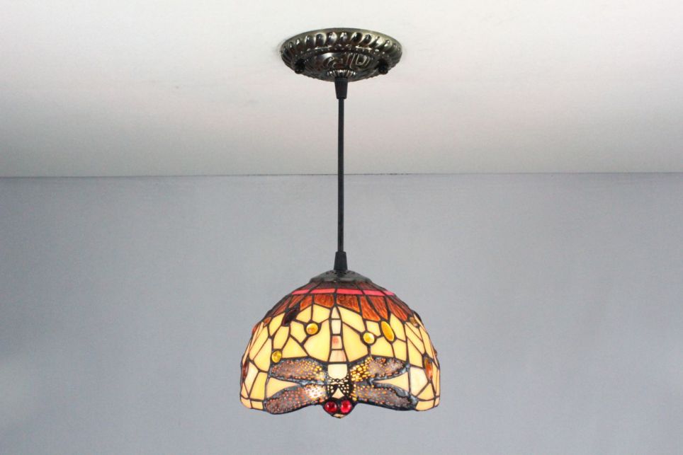 Tiffany 8 Inch Hanging Lamp 2 - TADD080103 - handcrafted Tiffany stained glass lamp