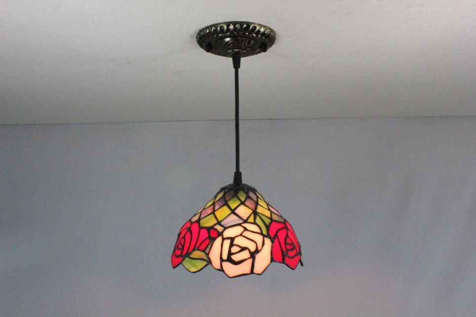 Tiffany 8 Inch Hanging Lamp 2 - TADD080104 - handcrafted Tiffany stained glass lamp