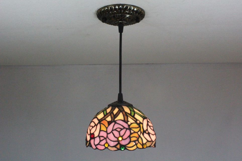 Tiffany 8 Inch Hanging Lamp 2 - TADD080105 - handcrafted Tiffany stained glass lamp
