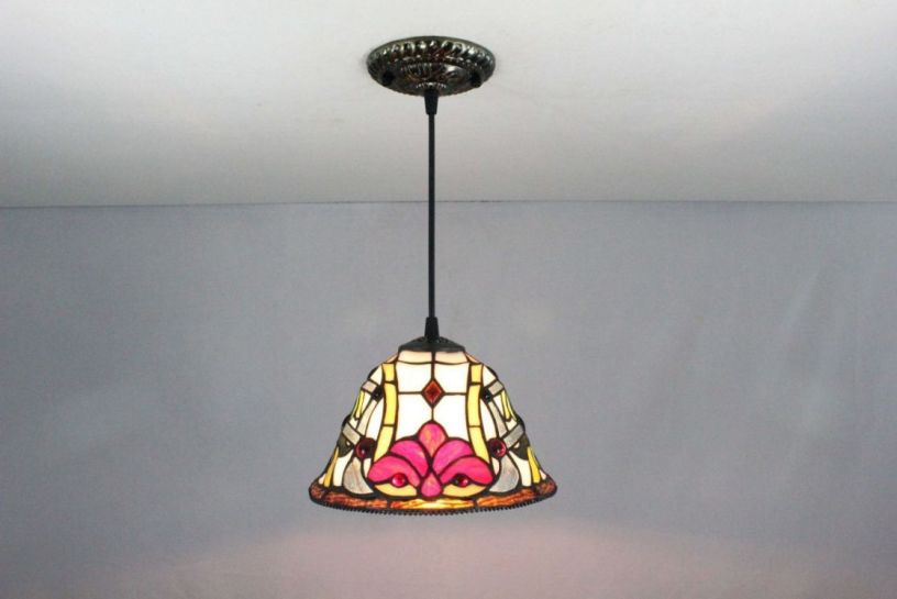Tiffany 8 Inch Hanging Lamp 2 - TADD080106 - handcrafted Tiffany stained glass lamp