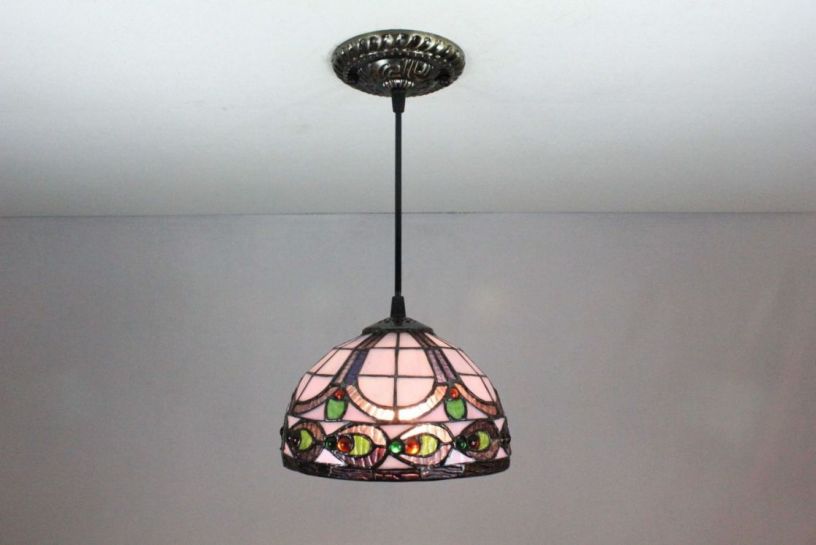 Tiffany 8 Inch Hanging Lamp 2 - TADD080107 - handcrafted Tiffany stained glass lamp