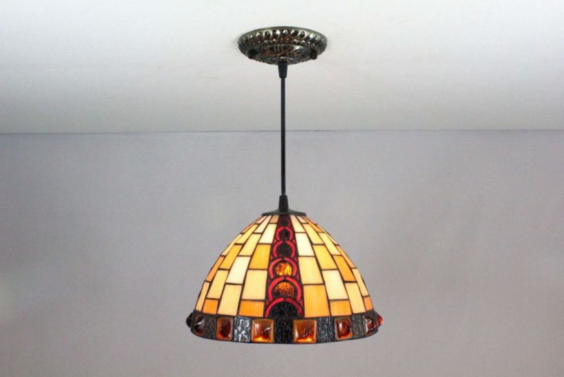 Tiffany 8 Inch Hanging Lamp 2 - TADD080108 - handcrafted Tiffany stained glass lamp