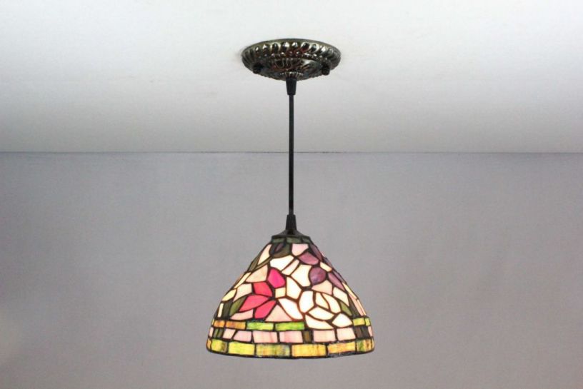 Tiffany 8 Inch Hanging Lamp 2 - TADD080109 - handcrafted Tiffany stained glass lamp