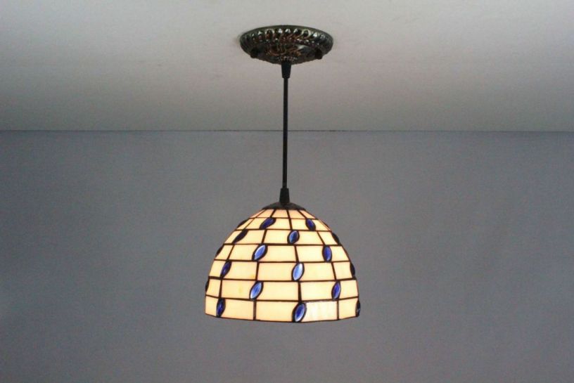 Tiffany 8 Inch Hanging Lamp 2 - TADD080110 - handcrafted Tiffany stained glass lamp