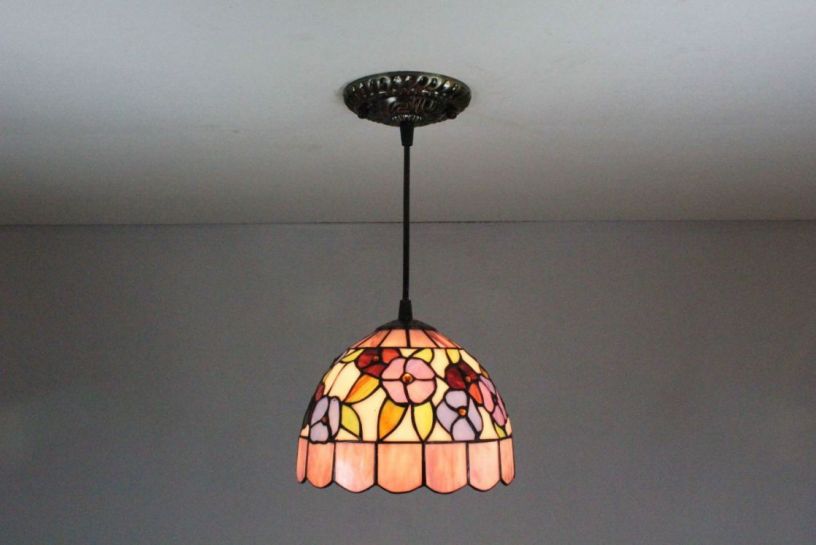 Tiffany 8 Inch Hanging Lamp 2 - TADD080112 - handcrafted Tiffany stained glass lamp
