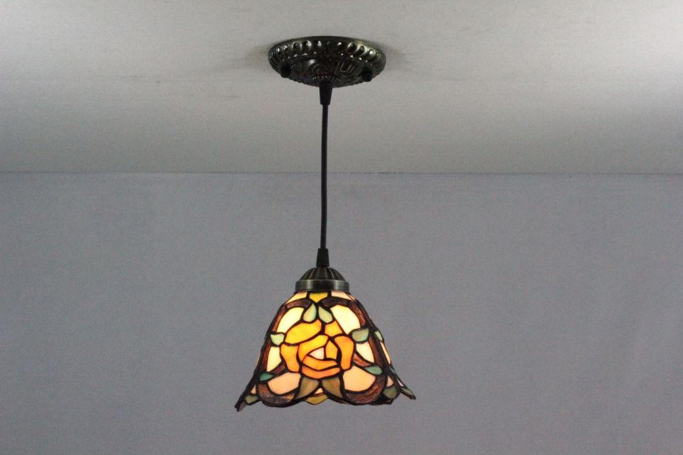 Tiffany 8 Inch Hanging Lamp 2 - TADD080114 - handcrafted Tiffany stained glass lamp