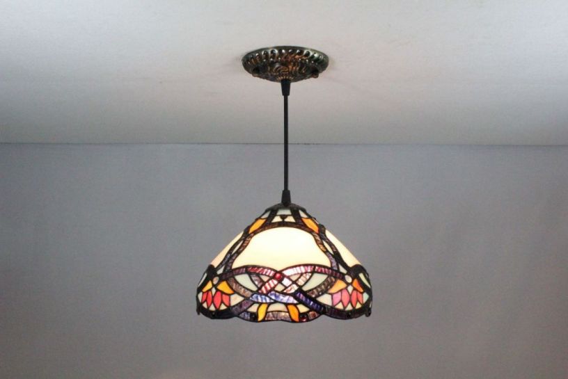 Tiffany 8 Inch Hanging Lamp 2 - TADD080116 - handcrafted Tiffany stained glass lamp