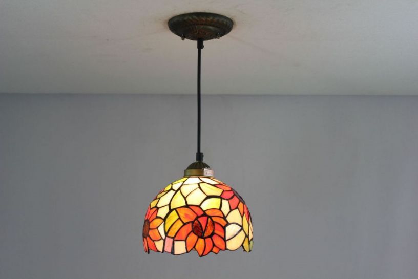 Tiffany 8 Inch Hanging Lamp 2 - TADD080118 - handcrafted Tiffany stained glass lamp
