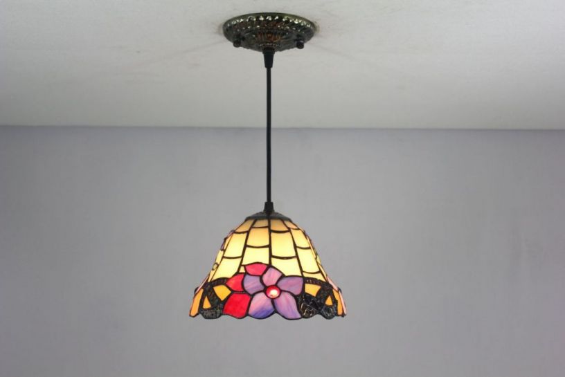 Tiffany 8 Inch Hanging Lamp 2 - TADD080120 - handcrafted Tiffany stained glass lamp