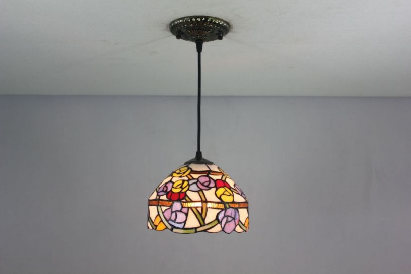 Tiffany 8 Inch Hanging Lamp 2 - TADD080121 - handcrafted Tiffany stained glass lamp