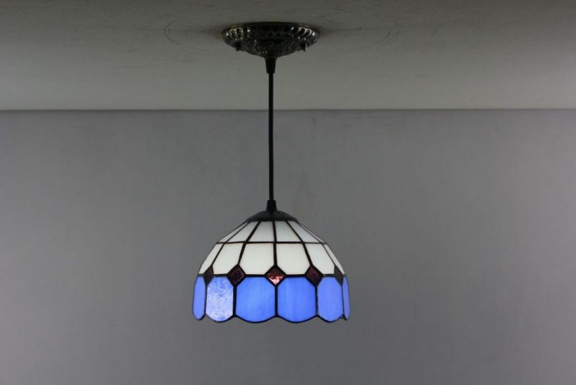 Tiffany 8 Inch Hanging Lamp 2 - TADD080122 - handcrafted Tiffany stained glass lamp