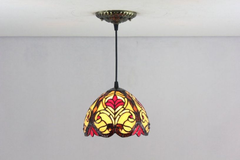 Tiffany 8 Inch Hanging Lamp 2 - TADD080129 - handcrafted Tiffany stained glass lamp