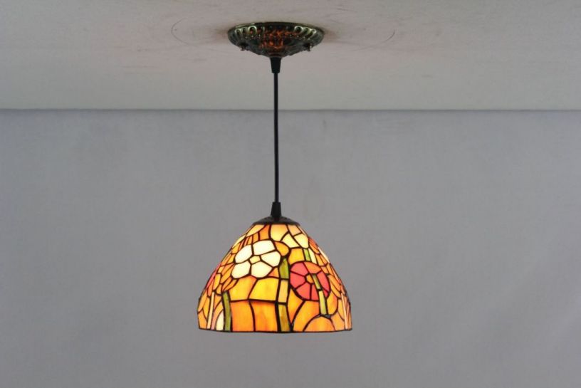 Tiffany 8 Inch Hanging Lamp 2 - TADD080130 - handcrafted Tiffany stained glass lamp